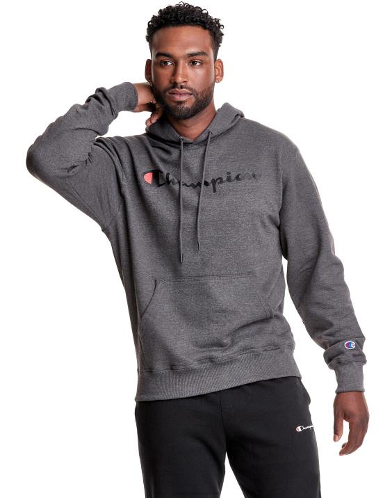 Champion moški Powerblend hoodie script logotip 2B84139 granitno resje