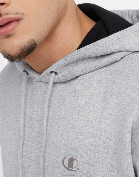Champion moški Powerblend pulover s kapuco c logotipom 2B8466 oksford siva