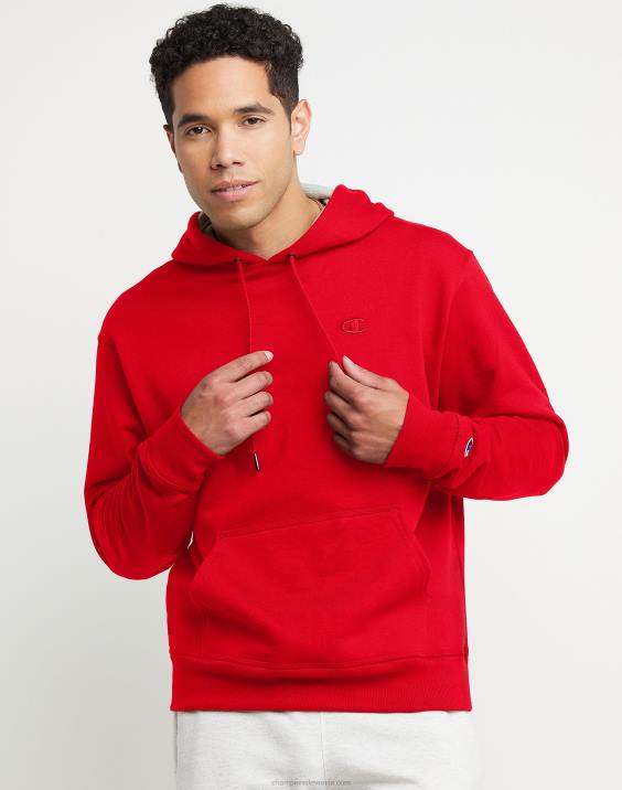 Champion moški Powerblend pulover s kapuco c logotipom 2B8472 ekipa rdeči škrlat