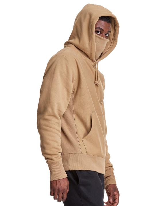 Champion moški Pulover s kapuco v vzvratnem tkanju serije clab defender z dvema snemljivima maskama z rutami 2B84105 polnozrnati kaki