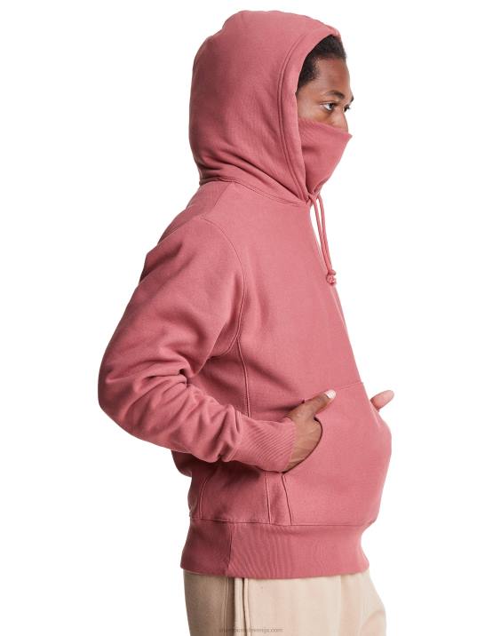 Champion moški Pulover s kapuco v vzvratnem tkanju serije clab defender z dvema snemljivima maskama z rutami 2B84106 sandalovina rdeča