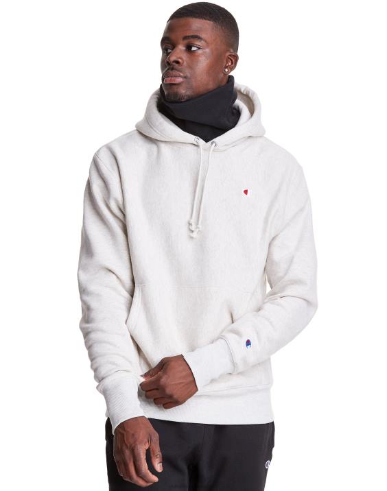 Champion moški Pulover s kapuco v vzvratnem tkanju serije clab defender z dvema snemljivima maskama z rutami 2B84111 ovsena kaša heather