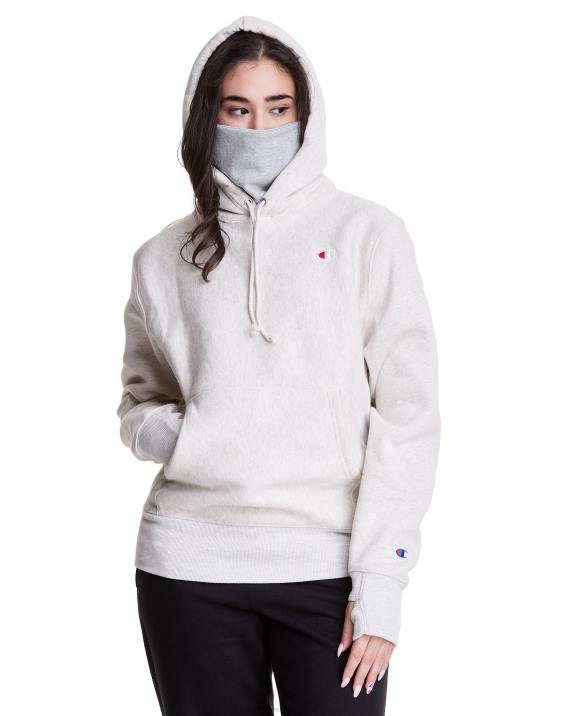 Champion moški Pulover s kapuco v vzvratnem tkanju serije clab defender z dvema snemljivima maskama z rutami 2B84111 ovsena kaša heather