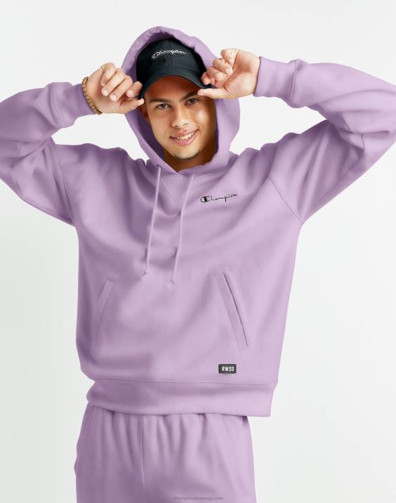 Champion moški francoski frotirni pulover s kapuco z obrnjenim tkanjem 2B8439 bledo iris vijolična