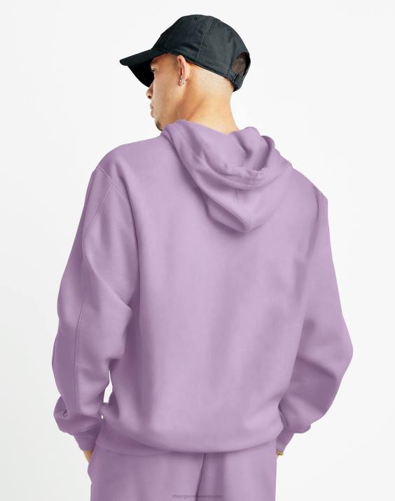 Champion moški francoski frotirni pulover s kapuco z obrnjenim tkanjem 2B8439 bledo iris vijolična