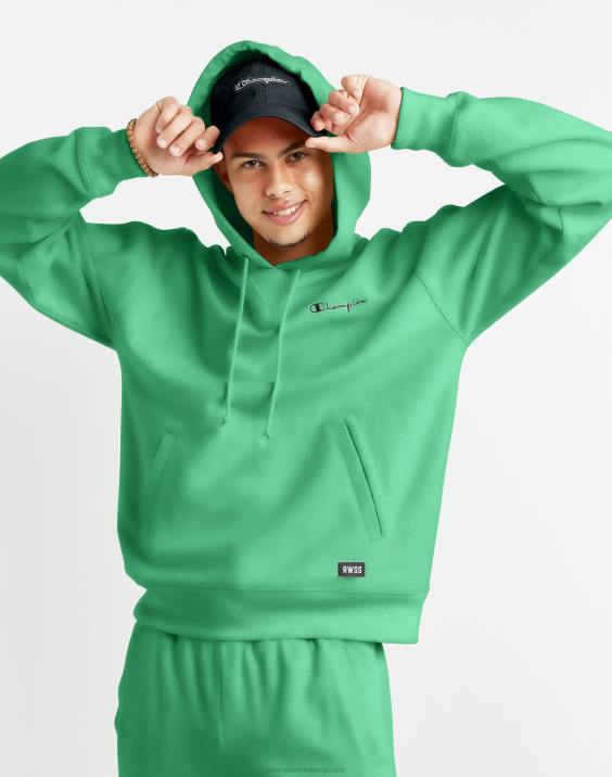 Champion moški francoski frotirni pulover s kapuco z obrnjenim tkanjem 2B8440 srečna pomlad zelena