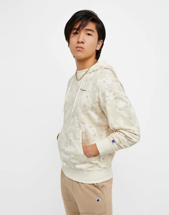 Champion moški global explorer francoski frotirni pulover s kapuco kamuflažni logotip s skriptnim tiskom 2B8479 cc camo natural