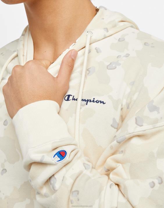Champion moški global explorer francoski frotirni pulover s kapuco kamuflažni logotip s skriptnim tiskom 2B8479 cc camo natural