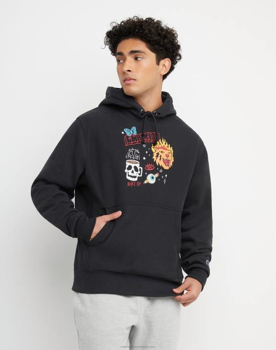 Champion moški kapuca za bujenje v obratnem tkanju 2B84131 Črna