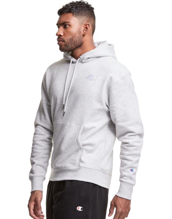 Champion moški klasičen pulover s kapuco iz flisa z vezenim logotipom c 2B84142 kremno vresje iz beljenega kamna