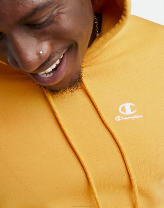 Champion moški klasičen pulover s kapuco iz flisa z vezenim logotipom c 2B84143 kraljevo zlato