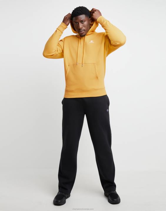 Champion moški klasičen pulover s kapuco iz flisa z vezenim logotipom c 2B84143 kraljevo zlato