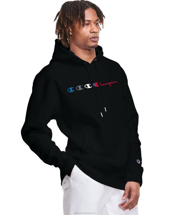 Champion moški klasičen pulover s kapuco iz flisa z vezenim logotipom c 2B84144 Črna