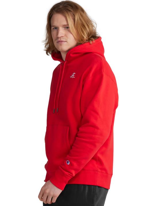 Champion moški klasičen pulover s kapuco iz flisa z vezenim logotipom c 2B84146 škrlat