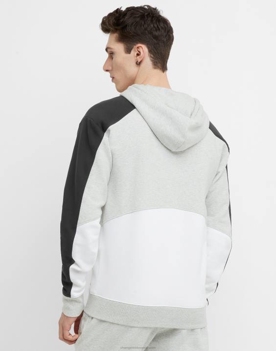 Champion moški klasični pulover s kapuco iz barvnega flisa 2B844 kremno vresje iz beljenega kamna