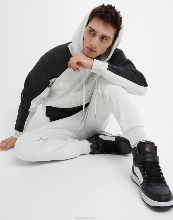 Champion moški klasični pulover s kapuco iz barvnega flisa 2B844 kremno vresje iz beljenega kamna