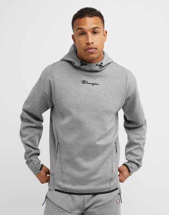 Champion moški logotip flex hoodie script 2B8487 oksford siva