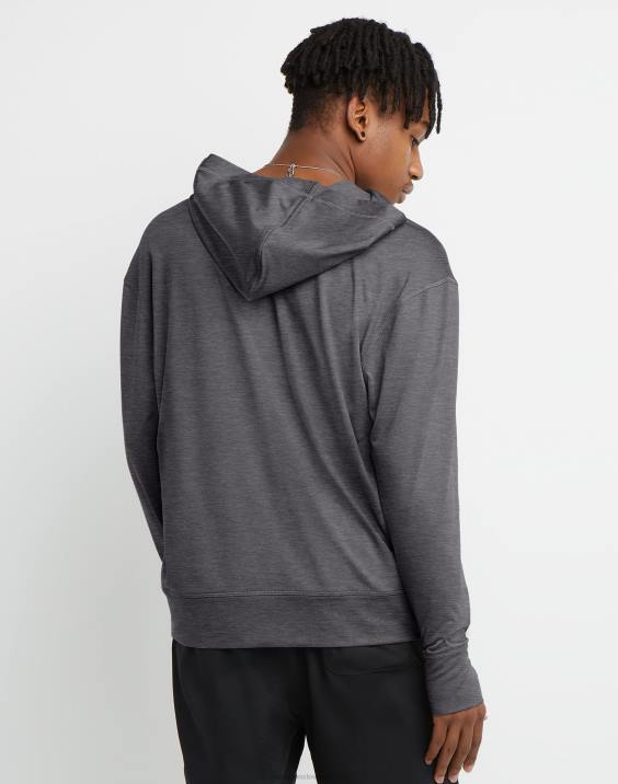 Champion moški mvp celodnevni pulover s kapuco 1/4 z zadrgo 2B84100 železnica sivo vresje