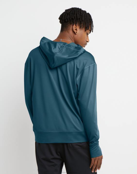 Champion moški mvp celodnevni pulover s kapuco 1/4 z zadrgo 2B8498 elegantna turkizna