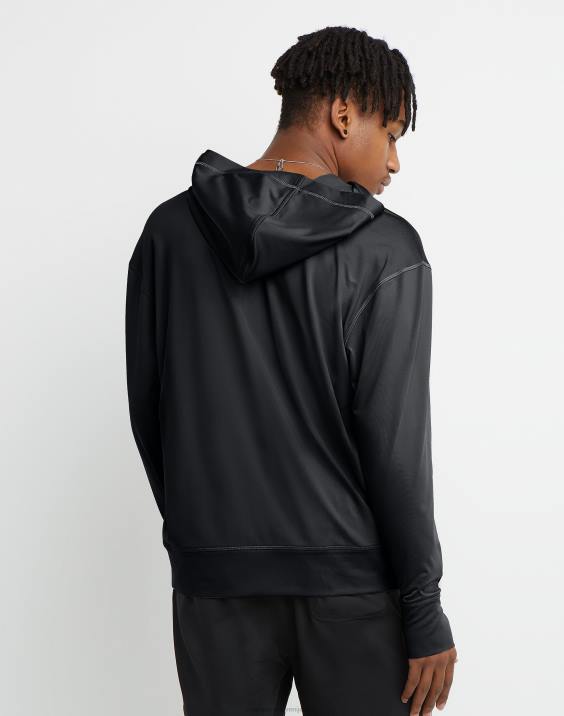 Champion moški mvp celodnevni pulover s kapuco 1/4 z zadrgo 2B8499 Črna