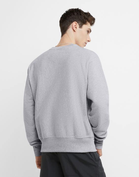 Champion moški obliž z logotipom crew c v vzvratnem tkanju 2B8420 oksford siva