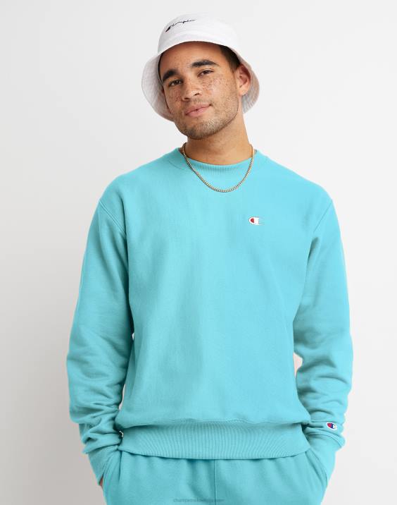 Champion moški obliž z logotipom crew c v vzvratnem tkanju 2B8422 modra akvarelna svetloba