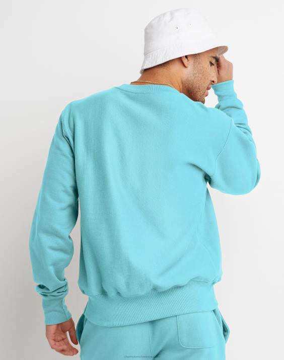 Champion moški obliž z logotipom crew c v vzvratnem tkanju 2B8422 modra akvarelna svetloba