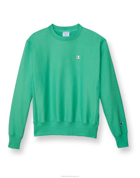 Champion moški obliž z logotipom crew c v vzvratnem tkanju 2B8423 zeleni hrustljavi