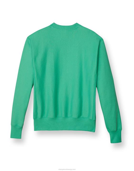 Champion moški obliž z logotipom crew c v vzvratnem tkanju 2B8423 zeleni hrustljavi