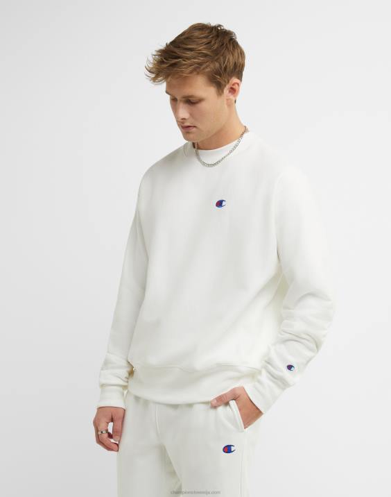 Champion moški obliž z logotipom crew c v vzvratnem tkanju 2B8426 bela