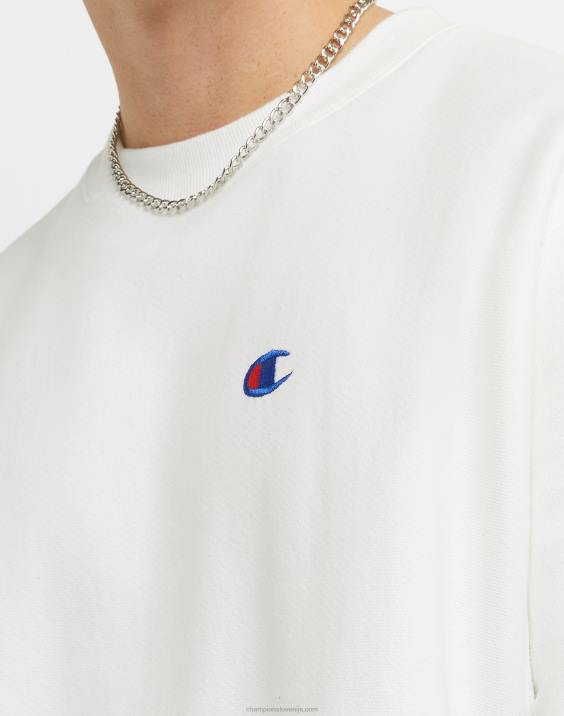 Champion moški obliž z logotipom crew c v vzvratnem tkanju 2B8426 bela