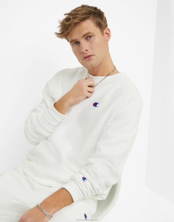 Champion moški obliž z logotipom crew c v vzvratnem tkanju 2B8426 bela