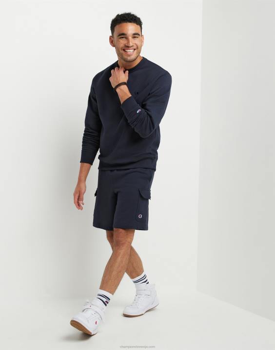 Champion moški powerblend flis crew c logotip 2B8449 mornarica