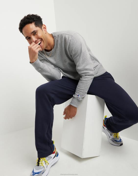 Champion moški powerblend flis crew c logotip 2B8451 oksford siva