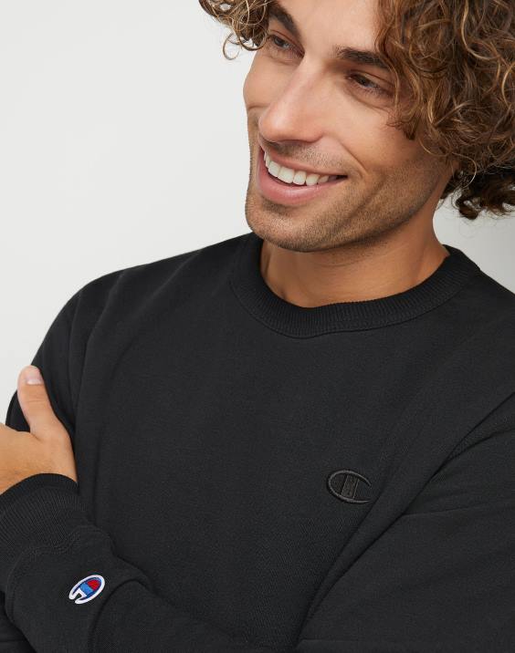 Champion moški powerblend flis crew c logotip 2B8452 Črna