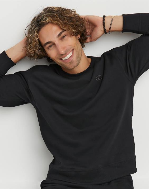 Champion moški powerblend flis crew c logotip 2B8452 Črna