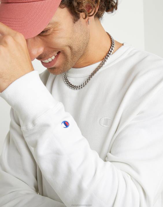 Champion moški powerblend flis crew c logotip 2B8453 bela