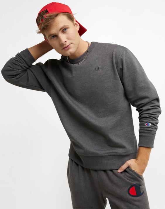 Champion moški powerblend flis crew c logotip 2B8454 granitno resje