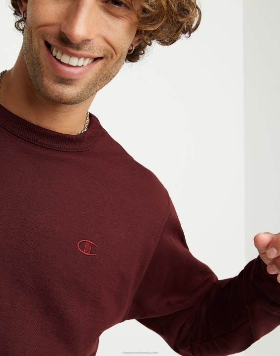 Champion moški powerblend flis crew c logotip 2B8456 kostanjeva