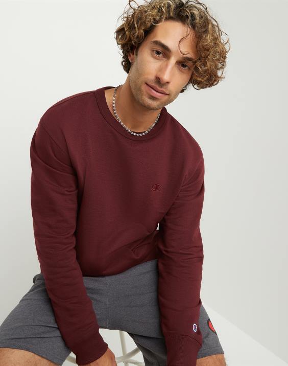 Champion moški powerblend flis crew c logotip 2B8456 kostanjeva