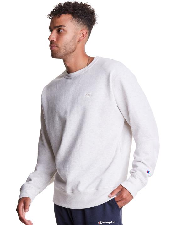 Champion moški powerblend flis crew c logotip 2B8457 ovsena kaša heather