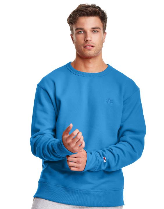 Champion moški powerblend flis crew c logotip 2B8458 modra šojka