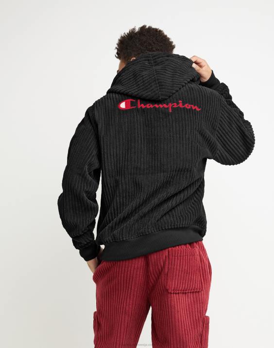 Champion moški pulover iz flisa z visokimi lasmi in s kapuco s kapuco. c logotip 2B84163 Črna