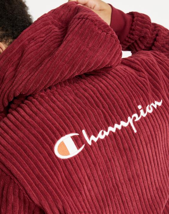 Champion moški pulover iz flisa z visokimi lasmi in s kapuco s kapuco. c logotip 2B84164 kardinal