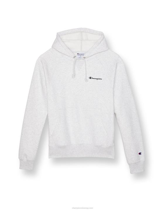 Champion moški pulover s kapuco iz flisa z vezenim napisom 2B84161 srebrno siva