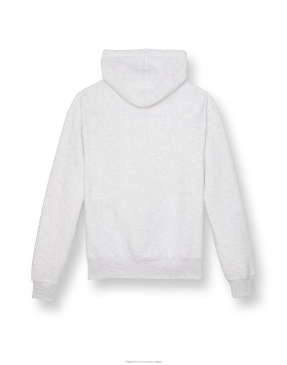 Champion moški pulover s kapuco iz flisa z vezenim napisom 2B84161 srebrno siva