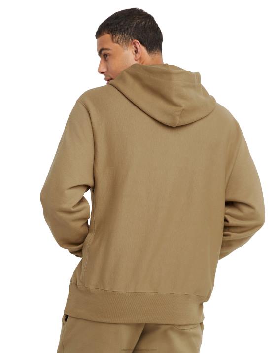 Champion moški pulover s kapuco v obratnem tkanju 2B8416 polnozrnati kaki