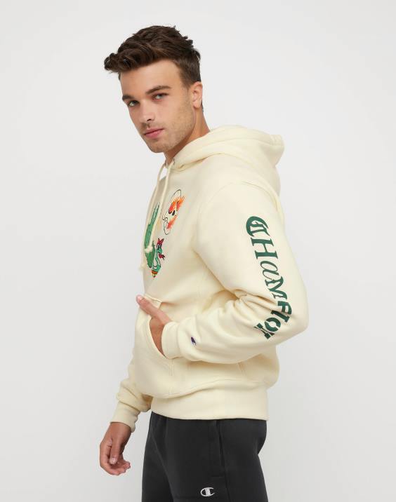 Champion moški pulover s kapuco v obratnem tkanju blaze daze 2B84129 kreda bela