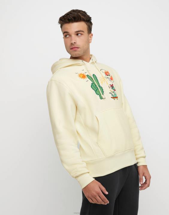 Champion moški pulover s kapuco v obratnem tkanju blaze daze 2B84129 kreda bela