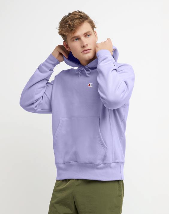 Champion moški pulover s kapuco v vzvratnem tkanju c logotipom 2B846 čista sivka